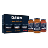 Carbone variety pack front packaging shows three jars and premium look