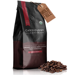 Cardiology Coffee front packaging showing organic label and product name benefit: clarity