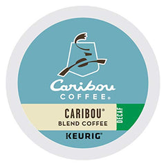 Green Mountain Coffee Roasters caribou blend decaf k-cup close-up displaying pod detail and freshness