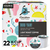 Caribou Coffee Bou-Yah front packaging showing quantity and light roast benefit