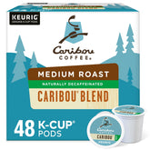 Caribou Coffee front packaging showing two boxes and brand benefit