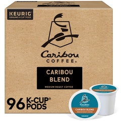 Caribou Coffee front box shows blend and medium roast benefits