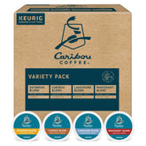 Caribou Coffee front box showing full 40-count variety pack benefit