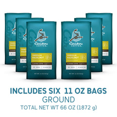 Caribou Coffee close-up of bag texture highlighting seal and freshness preservation