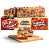 Carli's Cakes front packaging showing 1 lb fruit cake and brand appeal