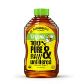 Carmichael's Honey front label showing organic certification and jar benefit