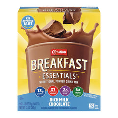 Carnation Breakfast Essentials front packaging showing easy breakfast option and clear benefits