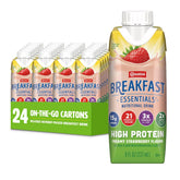 Carnation Breakfast Essentials front packaging showing strawberry bottle and quick nutrition