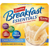 Carnation Breakfast Essentials front packaging showing French Vanilla and convenience