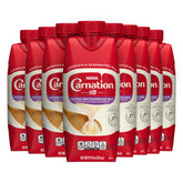 Carnation front packaging showing label and 8-pack convenience and shelf storage benefit