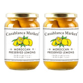 Casablanca Market jar front view showing preserved lemons and label benefit authentic flavor