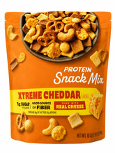 Generic Catalina Crunch front packaging showing Xtreme Cheddar 18oz bag and bold branding benefit