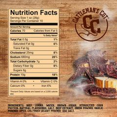 Cattleman's Cut ingredient label and nutrition facts displaying gluten-free benefit