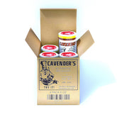 Cavender's front packaging showing the four 8 oz jars and branding for pantry convenience