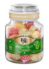 Cavendish & Harvey front jar view showing mixed fruit drops and gift-ready look