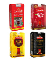 ÇAYKUR bundle front packaging showing four 500g pouches and clear variety
