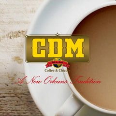 CDM open can showing ground coffee and chicory texture for rich flavor