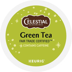 Top view of brewed Celestial Seasonings green and white tea cup showing smooth color