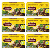 Celestial Seasonings front box showing lemon ginger branding and benefits