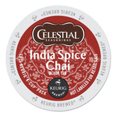 Celestial Seasonings front packaging showing brand and chai benefit of quick brewing