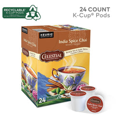 Celestial Seasonings K-Cup compatible pods in box highlighting convenient single-cup use