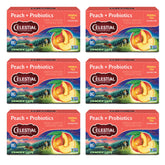 Celestial Seasonings front packaging showing peach flavor and probiotics benefit