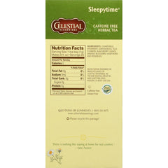 Celestial Seasonings loose herb blend detail highlighting chamomile, lemongrass and spearmint freshness