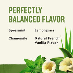 steeping cup with Celestial Seasonings tea bag releasing minty vanilla aroma benefit