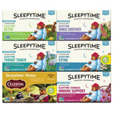 Celestial Seasonings variety pack front view showing six Sleepytime flavors for easy selection