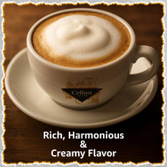 Cellini coffee and milk capsules side‑by‑side showing pairing convenience for cappuccinos