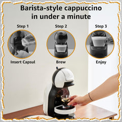Cellini milk capsule closeup showing foamy texture output for creamy cappuccino topping