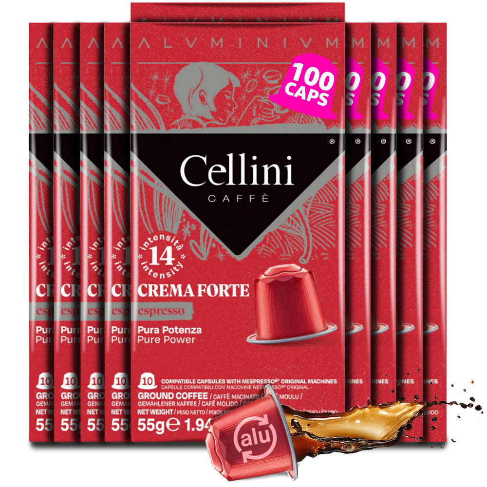 Cellini front box displaying 100 capsules and bold packaging convenience