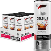 CELSIUS front packaging shows 12-pack and bold cola branding for convenience