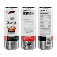 CELSIUS slim can side profile highlighting portability and sleek design