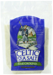 Celtic Sea Salt front packaging showing 8 oz resealable bag and branding, convenient pantry supply