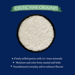 Celtic Sea Salt resealable bag open pouring salt, easy fresh-keeping benefit