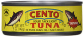 Cento tuna front can showing label and pack size for easy identification and storage