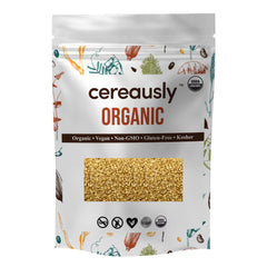 CEREAUSLY front packaging showing 1.5 lb bag and organic label for value