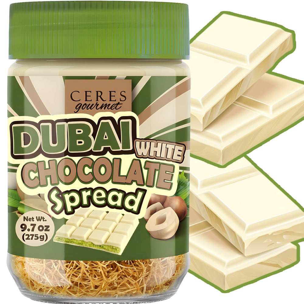 Ceres Gourmet front jar view showing white chocolate spread and attractive label benefit gifting