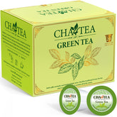 Cha4TEA box front view showing 20-count pods and clear branding, conveys convenience