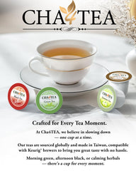 Cha4TEA brewed jasmine cup in a kitchen showing aromatic enjoyment benefit