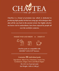 Cha4TEA brewed chai cup top view showing rich color and aroma