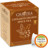 Cha4TEA front packaging showing cinnamon orange pods and clear product branding for convenience