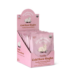 Chamberlain Coffee front packaging showing 10-count vanilla cold brew singles, clear convenience