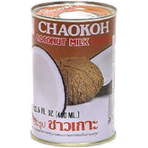 Chaokoh front of can showing label and Thai origin, ensures authentic flavor