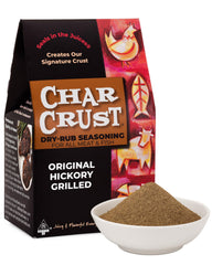 Char Crust front pouch showing branding and package for easy identification