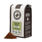 charleston coffee roasters front packaging showing brand and roast, highlights freshness