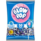 Charms front packaging showing blue raspberry 50-count bag and convenience