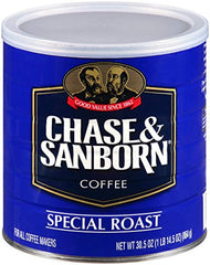 Chase & Sanborn steel can front view showing label and recyclable benefit