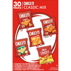 Stacked Cheez-It crackers side view highlighting golden crunch